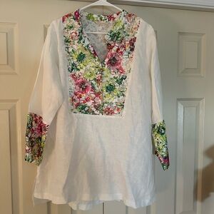 Embroidered linen tunic